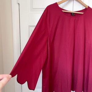 SHEIN Long Sleeve Scalloped Top with Cut Out Back